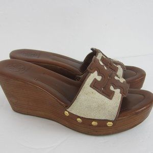 TORY BURCH Terri Canvas Wedge Sandals 9M